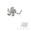 12PCS OF MULTI CZ SAKURA FLOWER 316L SURGICAL STEEL L-SHAPE NOSE BOX